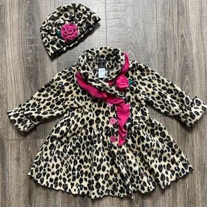 Mack & Co 2T Leopard Pea Coat with hat